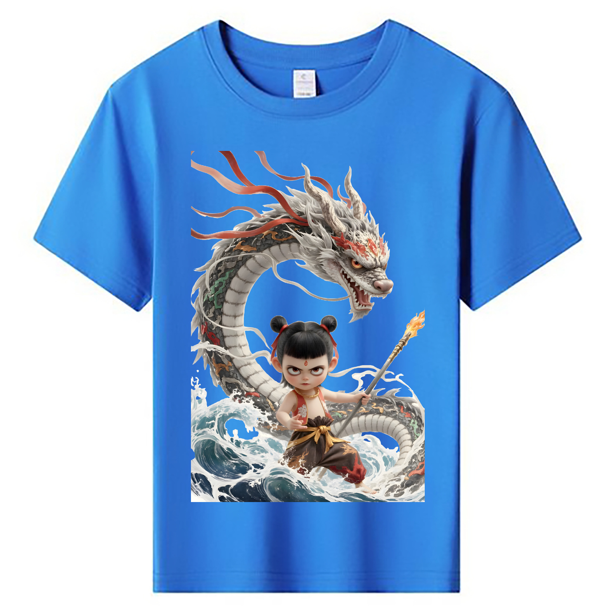 （画像用） Ne Zha 2 ナタ 魔童の大暴れ 綿100％キッズTシャツ（フロントプリント）